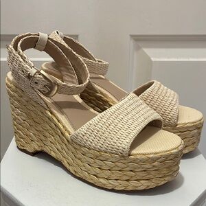 NWT Cream Wedge Sandals